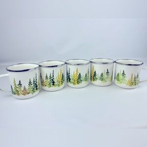L.L.Bean metal cups. Set of 5. Tree print!